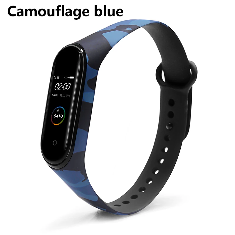 Camouflage blue BOORUI для xiaomi mi Band 4 ремешок силиконовый с цветочным принтом mi band NFC 4 ремешок mi band 4 аксессуары для xiaomi mi band 4 band - Цвет: Camouflage blue