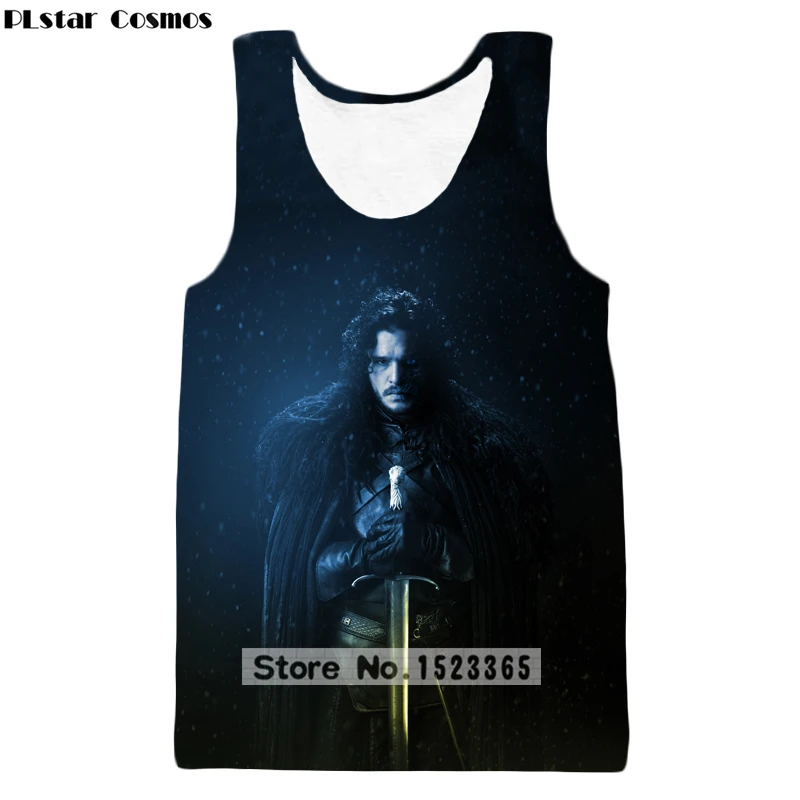 

PLstar Cosmos 2018 summer New Fashion Vest TV play Game of Thrones Jon Snow 3d Print Tank tops Mens Womens vest Drop shipping