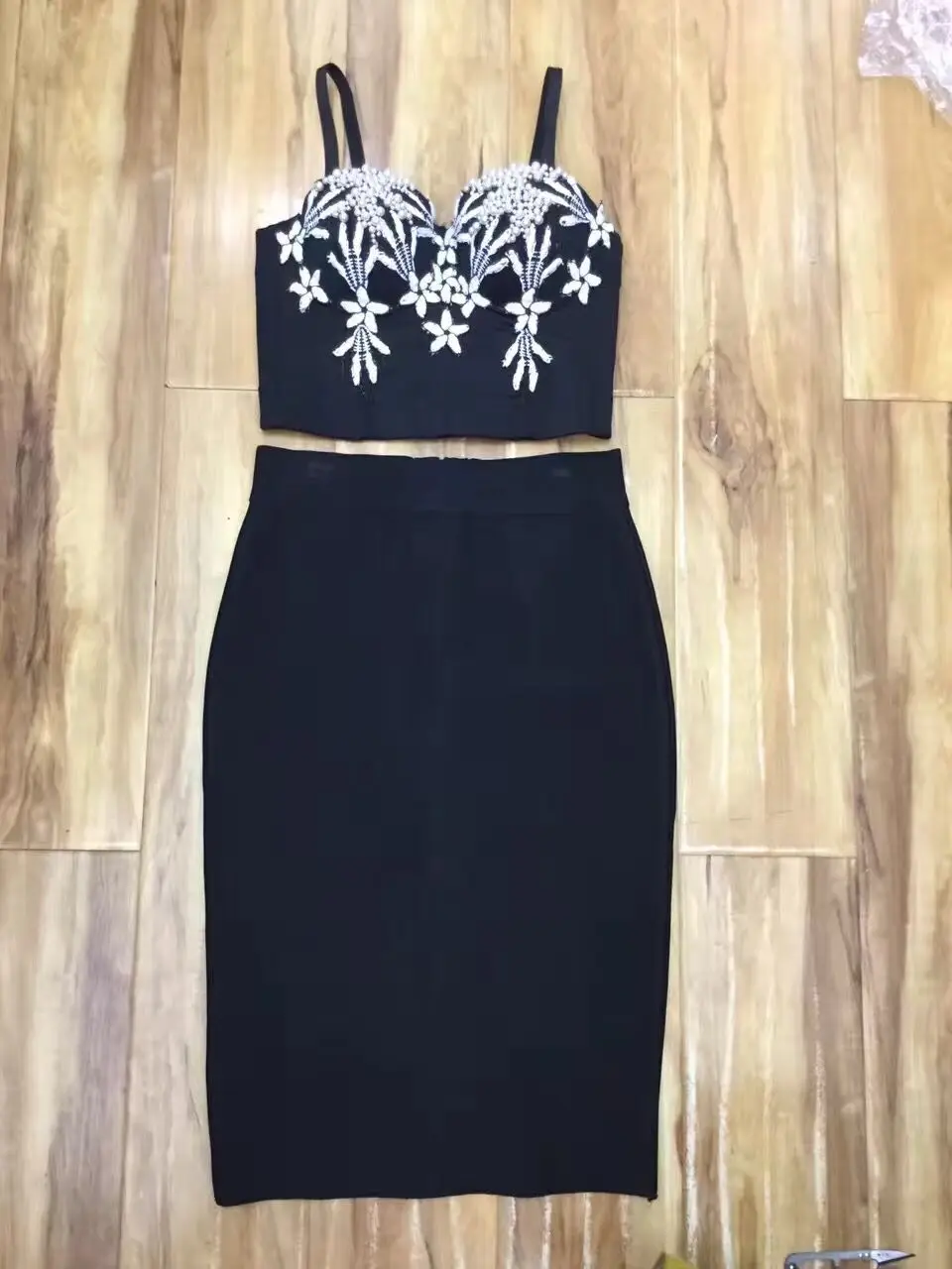 

Black and White Color Ladies HL Bandage Dress Sexy 2 Pieces Bodycon Dress Club Night Dress