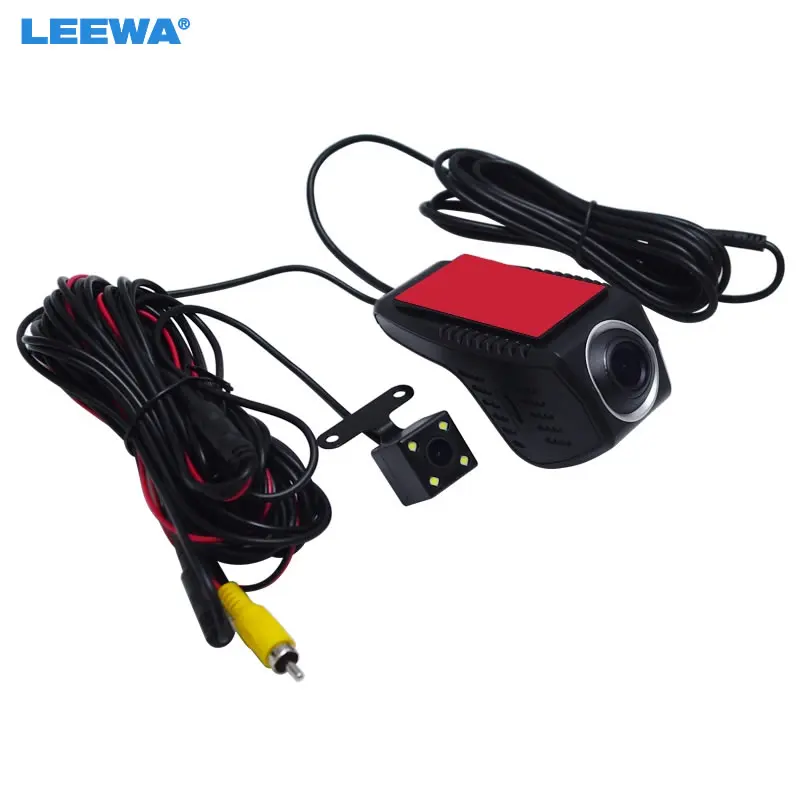 LEEWA 5 комплектов, автомобильный передний/задний USB цифровой двойной видеорегистратор, 720P HD DVR камера со светодиодный светильник для автомобиля, Android навигатор, головное устройство