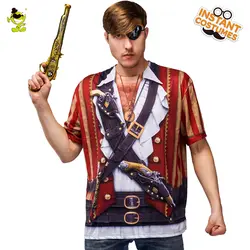 Взрослых Для мужчин пират 3D футболка костюм популярность короткий рукав Для мужчин с Футболки Прохладный пиратский костюмы для Для мужчин