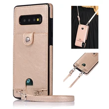 Чехол для samsung S10E S9 S8 Plus S7 Edge кожаный чехол для телефона кошелек карточный ремешок через плечо Длинная цепочка Fundas для Note 10 Plus 8 9