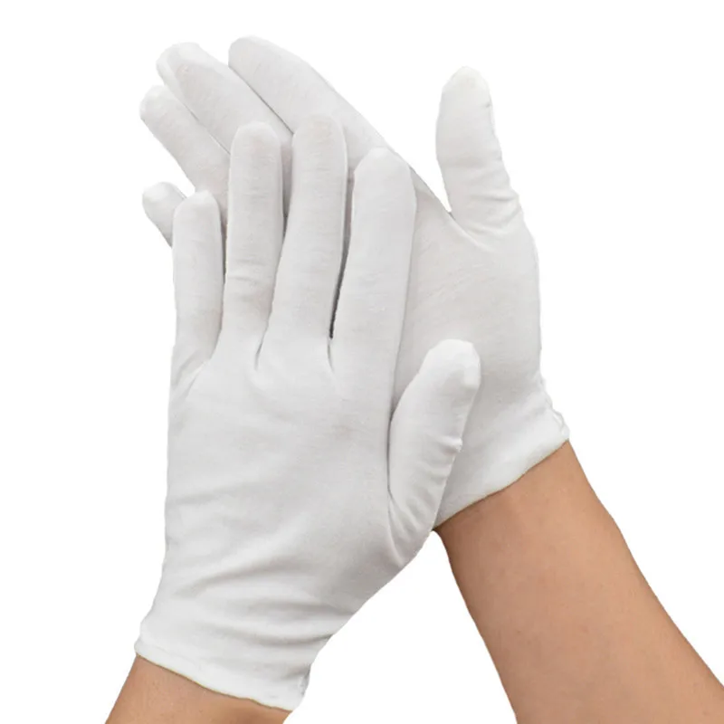 1 пара белых хлопковых церемониальных перчаток для мужчин и женщин, для обслуживания/официантов/водителей/ювелирных изделий, зеленые перчатки для мотокросса