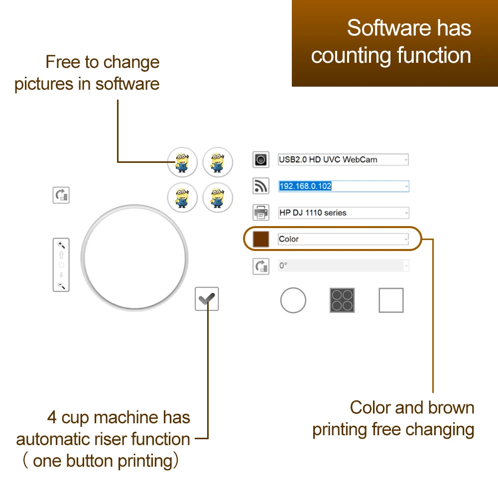 Colorsun automatyczne 4 kubki do kawy drukarki mleko herbata jogurt ciasto maszyna drukarska żywności drukarka atramentowa z atramentem jadalnych Colorsun automatyczne 4 kubki do kawy drukarki mleko herbata jogurt ciasto maszyna drukarska żywności drukarka atramentowa z atramentem jadalnych