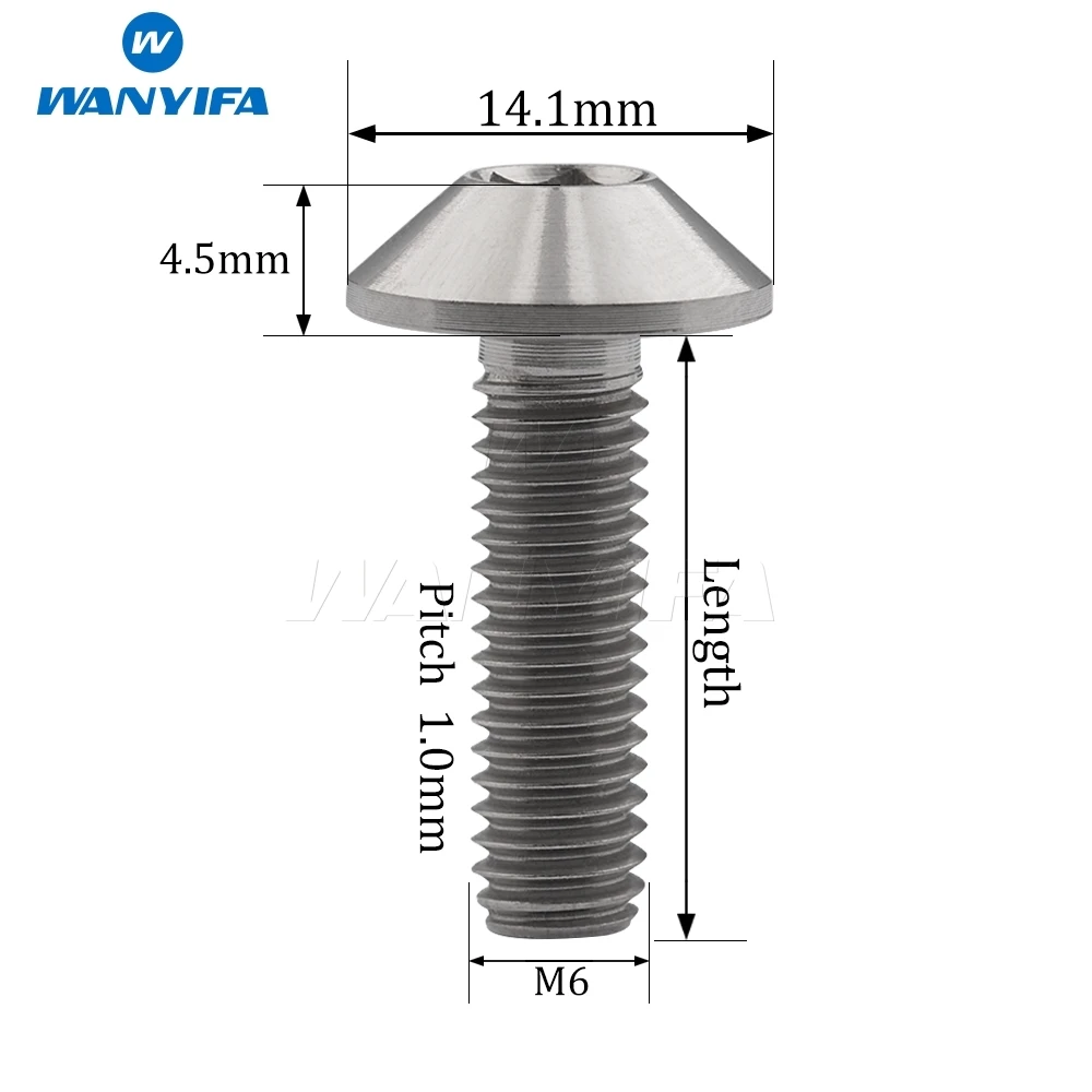 Wanyifa Титан Ti кнопку Аллен с шестигранной головкой M6x 12 15 20 мм болт 3 цвета