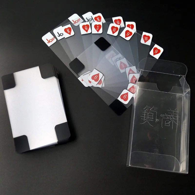 54pcs/Set Waterproof Transparent PVC Plastic Playing Cards Durable Pokers Novelty Collection Cards Primary Difficulty Board Game