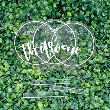 

White Print Wedding Table Numbers - Clear Acrylic Standing Numbers ,Circle table Centerpieces, Round table number deco