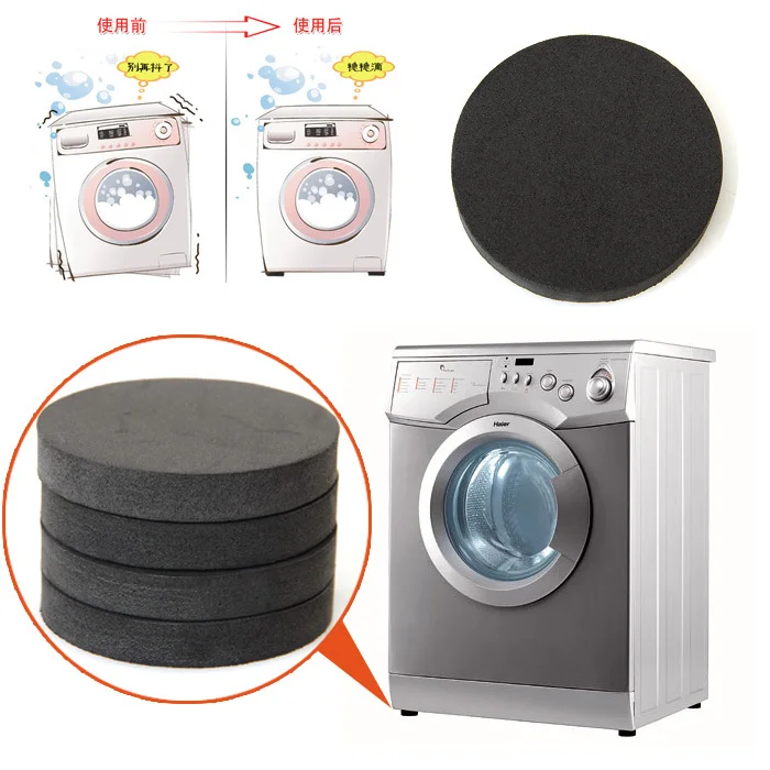 

New 6x1cm 4PCS/Lot Round Black Anti-shock Pads for Washing Machine Mute Cotton Slip Buffering Heat Insulation Moistureproof