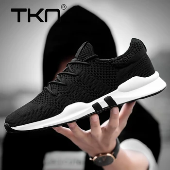 

TKN Men Running Shoes Athletic Mesh Outdoor Walking Jogging Sneakers Lace Up Breathable Lightweight Shoes Man Soft Sport Shoes