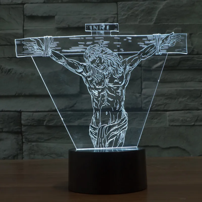 

new Jesus colorful 3D lights light touch switch acrylic visual illusion visual stereo lamp light gradient