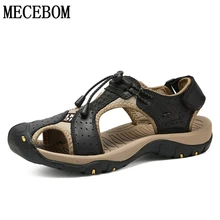 Мужские сандалии; Летние удобные кожаные туфли из спилка для мужчин; дышащая мужская повседневная обувь; пляжные сандалии; шлепанцы; размеры 39-46; a7236m