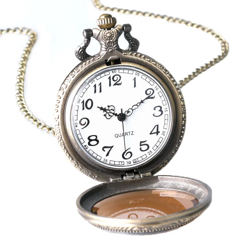 Retro Pocket Watch Antique Transparent Brown Crystal Cover Slim Chain Nurse Watches Graceful Pendant Clock Best Gifts for Family (2)