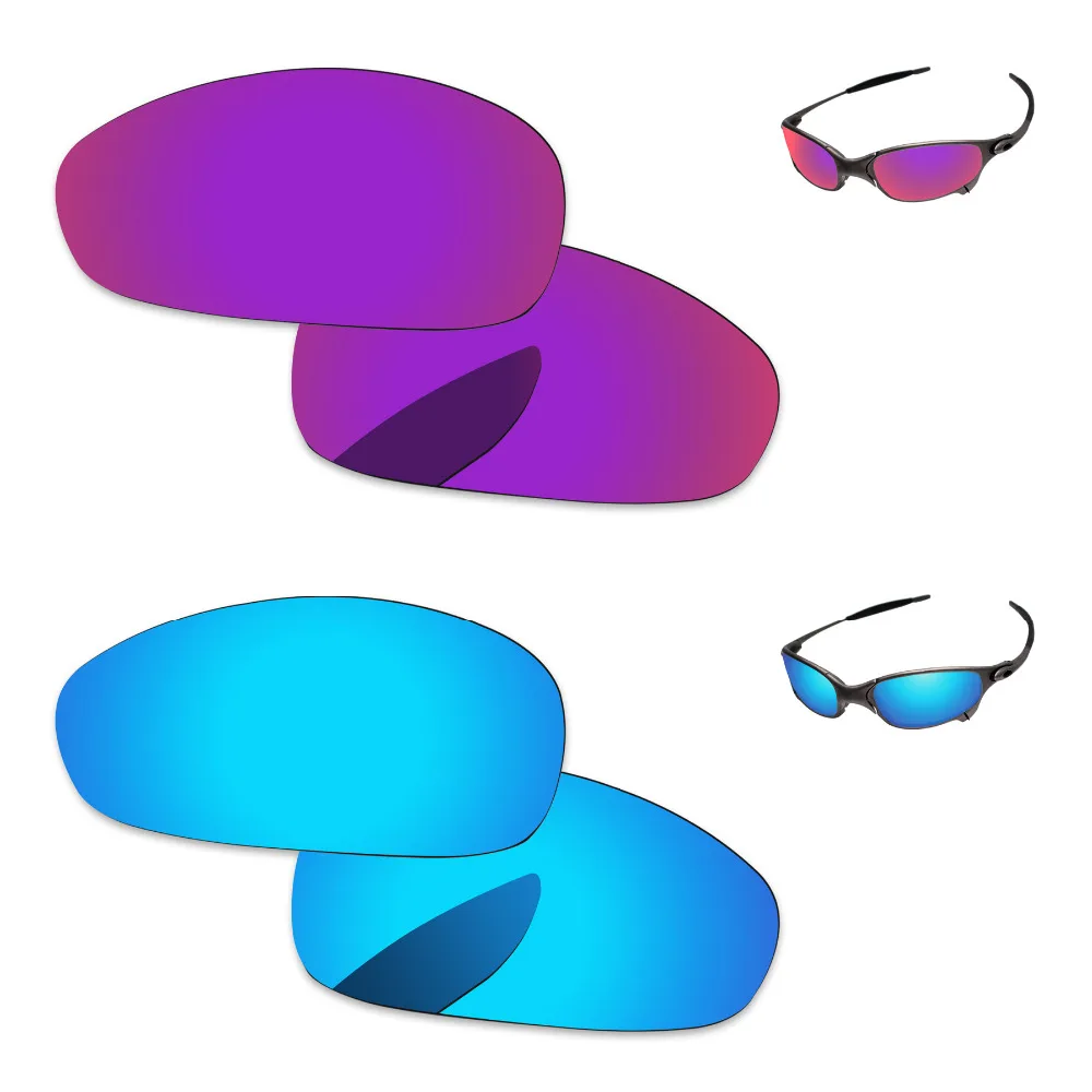

Ice Blue & Purple Red 2 Pairs Mirror Polarized Replacement Lenses For Juliet Sunglasses Frame 100% UVA & UVB Protection