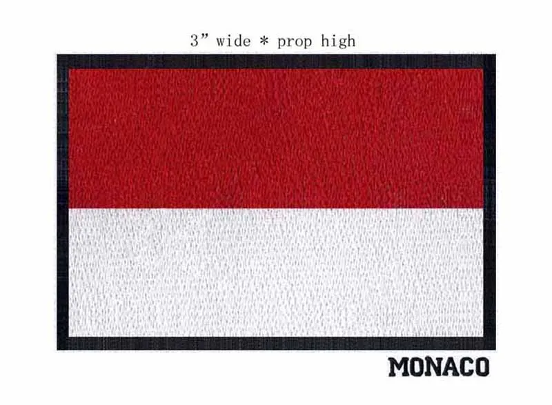 

MONACO embroidered flag iron on applique patches 3 "wide black border