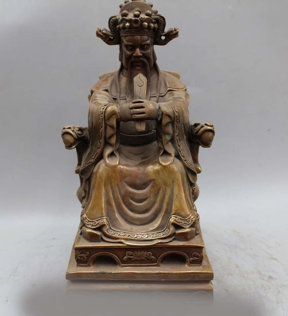 

13" China Chinese Taoism Deity Bronze Dragon God of Heaven Jade emperor Statue DSD66