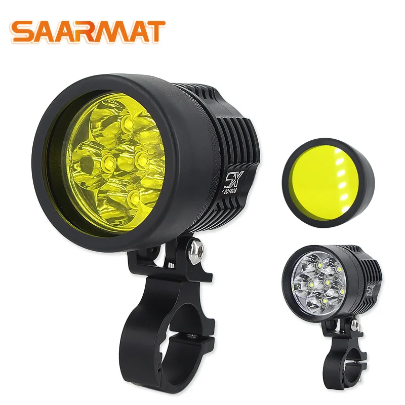 SAARMAT Dual Color white yellow motorcycle headlight led with Cree chip