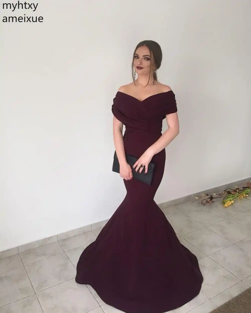 Elegant Off The Mermaid Prom Dress V Neck Simple Long Womens Formal Evening Dress Plus Size Red Prom Dresses 2020 Plus Size Prom Prom Dresses Aliexpress