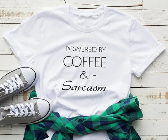 

Sugarbaby Coffee and sarcasm shirt tshirt with sayings graphic tees for womens funny quote tshirts tumblr clothing Coffee tshirt