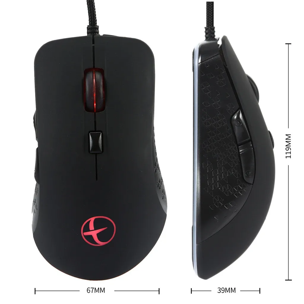 

Mouse Gaming Ergonomic Wired Gaming Mouse Programmable 6 Buttons 2400 DPI Warmer Heated Black Mice#5%