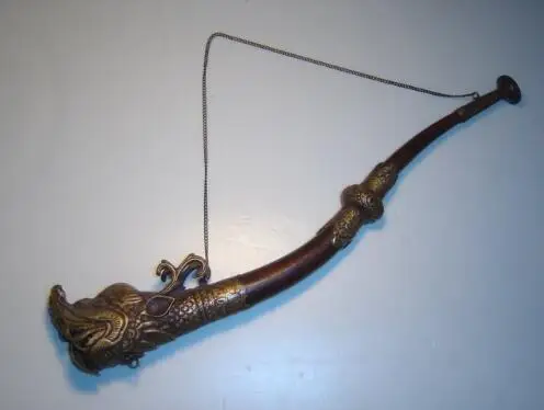 

Collection of Tibetan Ancient Bronze Dragon Horn Ceremony, Carved Dragon Head, Free Shipping