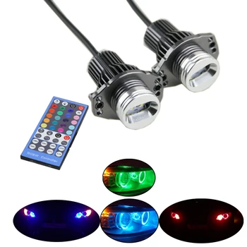 

New One Set 2*RGB Changing Color RGBW IR Remote Control E90 E91 3 Series For Bmw Led Marker Angel Eyes Front Headlight DRL