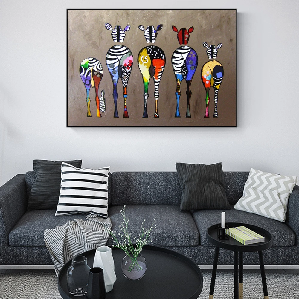 Абстрактная Зебра, холст, художественные настенные картины, красочные животные, художественные принты, Африканские животные, художественные картины для гостиной, стены