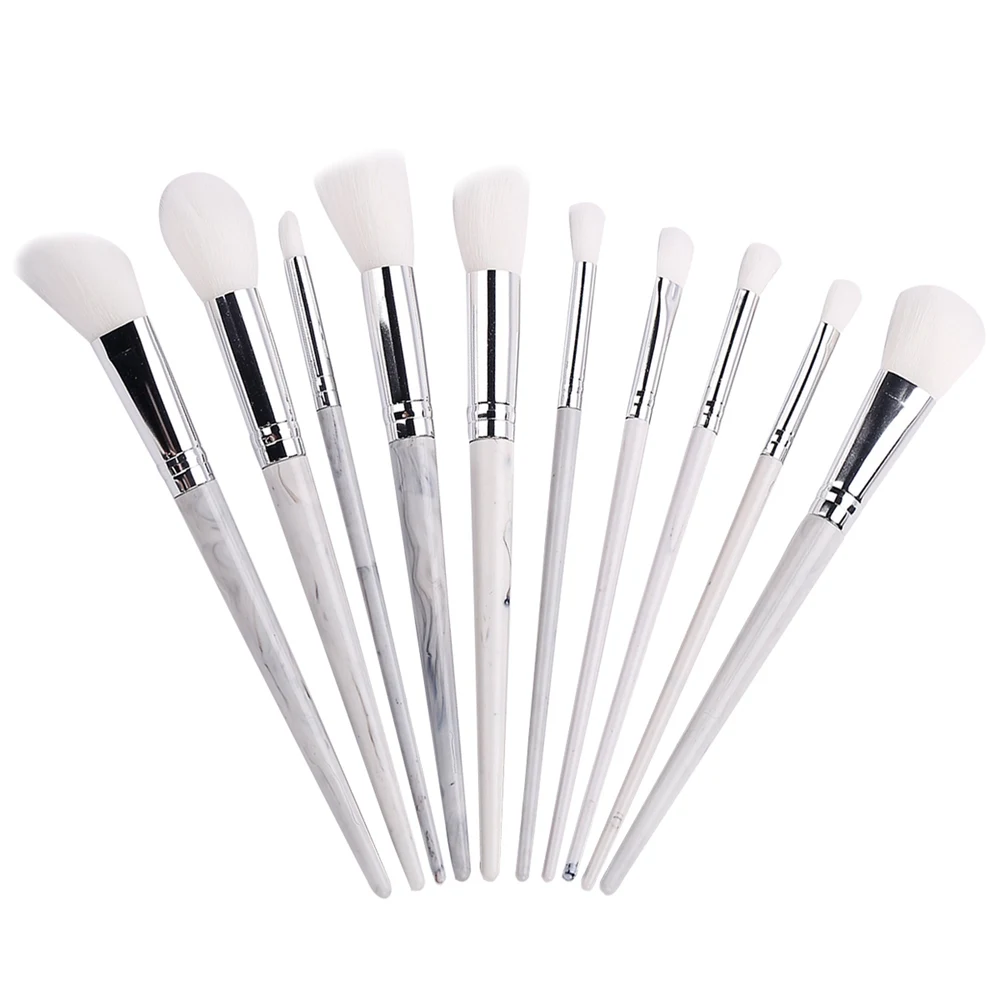 Goede Cosmetische Tool 10 stks Foundation Elegante Marmeren Make Up Kwasten Wenkbrauw Oogschaduw Lip Concealer Borstel Cosmetische Borstel Sets