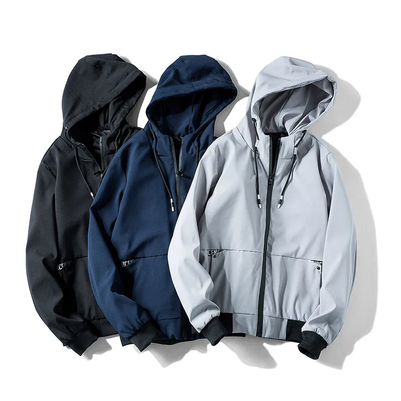 

Spring New Men's Bomber Zipper Hooded Jacket Male Casual Streetwear Hip Hop Slim Fit Pilot Coat Windbreaker Men Clothing
