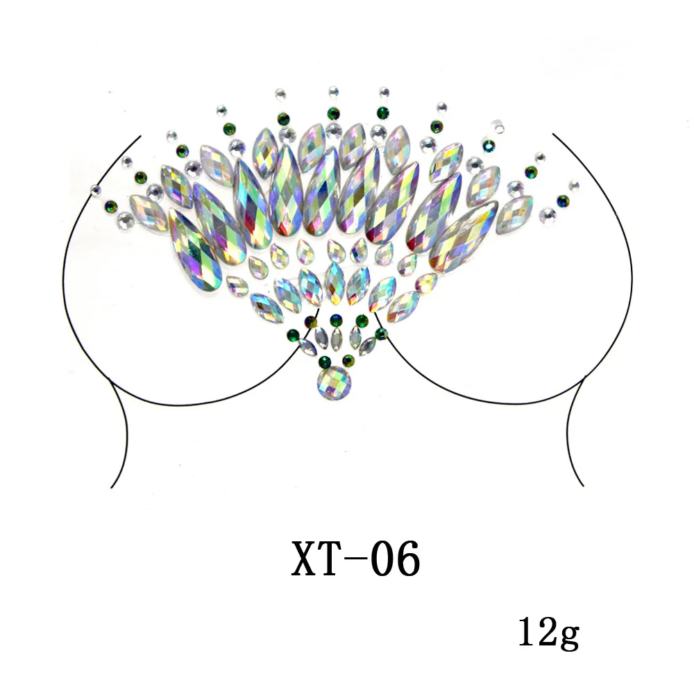 Акриловое украшение на грудь, кристалл, алмаз, тату, дрель, паста, смола, палочка для лица, дрель, музыкальный фестиваль, стразы, наклейка, поддельные татуировки