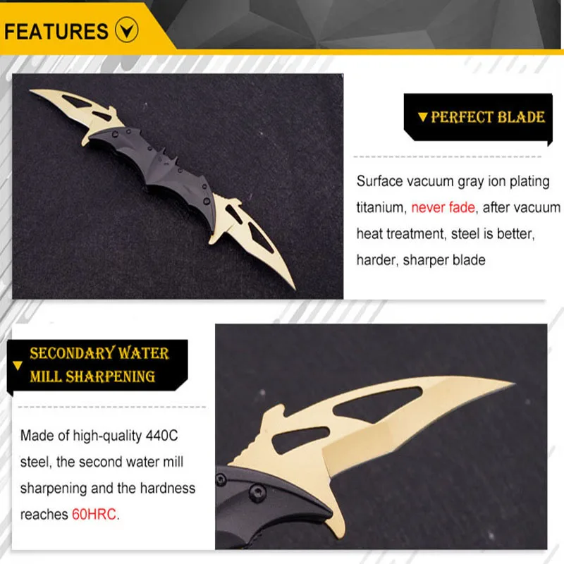 Stainless Titanium Bat Utility Knife Folding Knives Tactical Outdoor Camping Self Defense Survival Tool Hunting Saber Karambit Knives Aliexpress