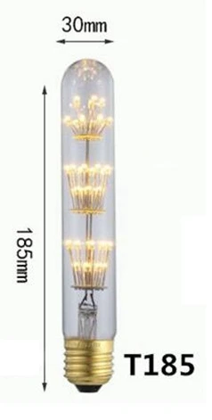 3 Вт Светодиодная трубчатая лампа 220 В Edison декоративные лампы T125 T185 T225 T300 E27, стилизованные под языки пламени светильник Светодиодная лампа для дома Кафе Ресторан украшения - Испускаемый цвет: T185