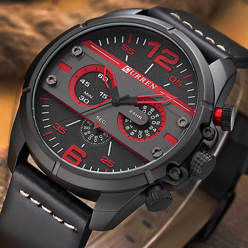 Meilleur Relogio Masculino CURREN Montres Hommes Top Marque De Luxe Militaire de L armée Sport En Cuir Montre Homme Étanche Quartz Mâle Horloge 8259