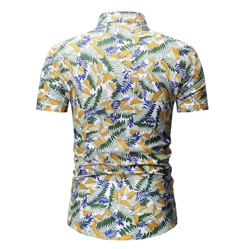 Summer летняя модная мужская рубашка Slim Fit с коротким рукавом цветочные рубашки модная мужская одежда плюс размер мужские повседневные хлопковые топы MB29