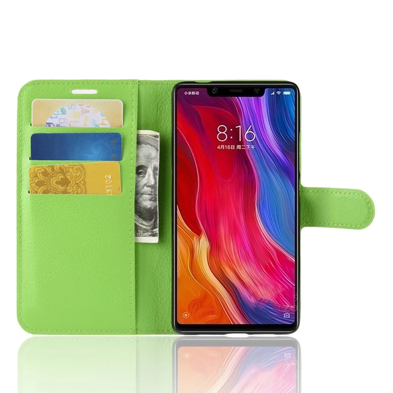 50pcs Leather Flip Wallet Magnet Kickstand Case For Xiaomi Mi 9 Pro 8 SE Lite Note Mix Max 3 Play POCO F1 Litchi Pattern Cover