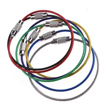 

7Pcs Iridescent Stainless Steel Wire Ropes Outdoor Key Ring Carabiner Key Flashlights hanging Cables Edc Tool Tag Hang Buckle