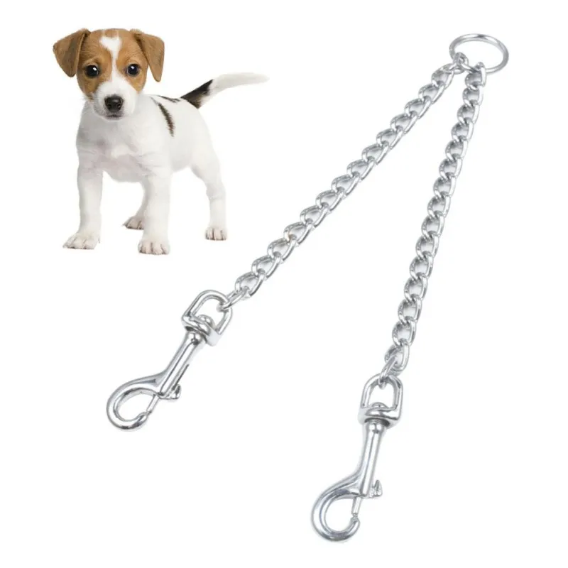 Metal Pet Heavy Duty Chrome Chain Double Dog Leash Walking Training