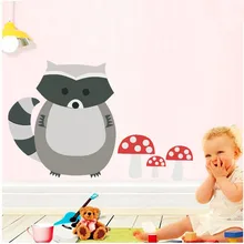 Cartoon Fox Wall Decal Woodland Animals Mushroom Art Wall Stickers Vinyl Interesting Wall Art 3D Mural For Kids Room Home Decor