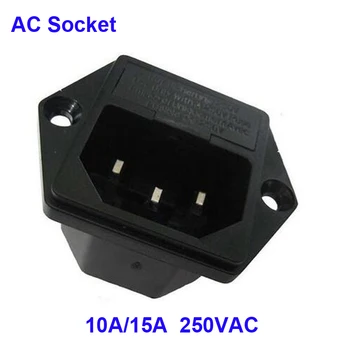 

Free Shippping Quality Assurance 10 pcs a Lot 250VAC, 10A Power Socket Male Plug Panel Power Inlet Sockets With Fuse holder