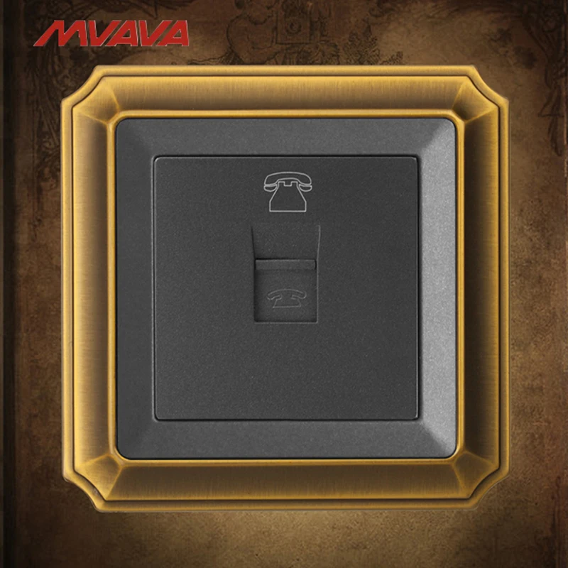 

MVAVA RJ11 TEL Telephone Jack Plug Port Wall Socket TEL Receptale Luxucy Bronzed Panel Free Shipping