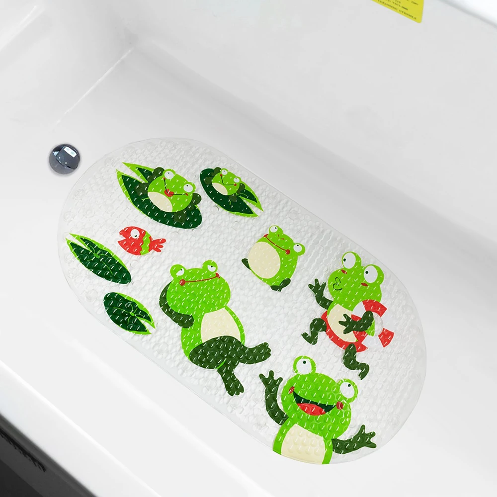 69x38 см милые Мультяшные лягушки детские Нескользящие коврики для ванной антибактериальные коврики для душа мощная присоска захват BPA бесплатно нетоксичный коврик