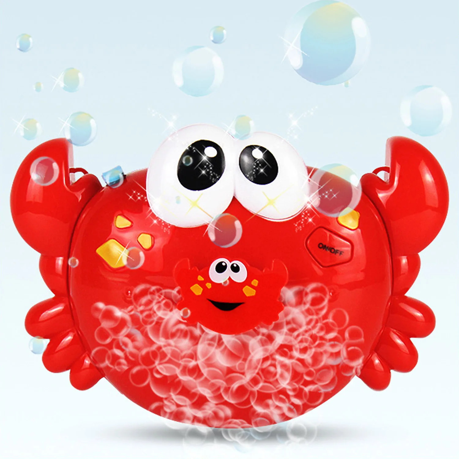

Cute Funny Crab Shape Music Bubble Maker Machine Blower Toy for Children Kids Baby Showers Bath Bathtub Red
