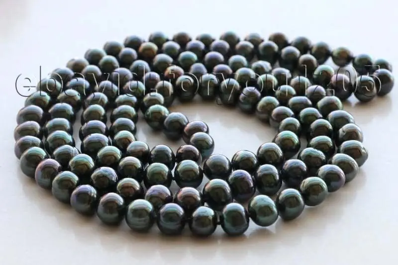 

******** 50" Longest Genuine Natural 11mm Black Round Pearl Necklace #f2028!