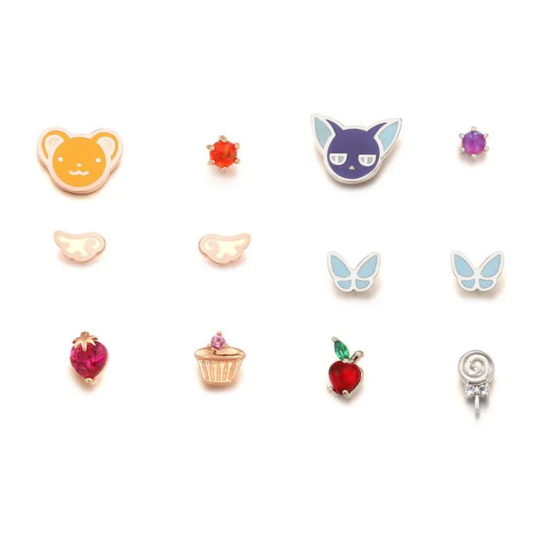 

2019 cardcaptor card captor sakura clear cards 925 silver earring ear stud 1pcs CERBERUS SUN