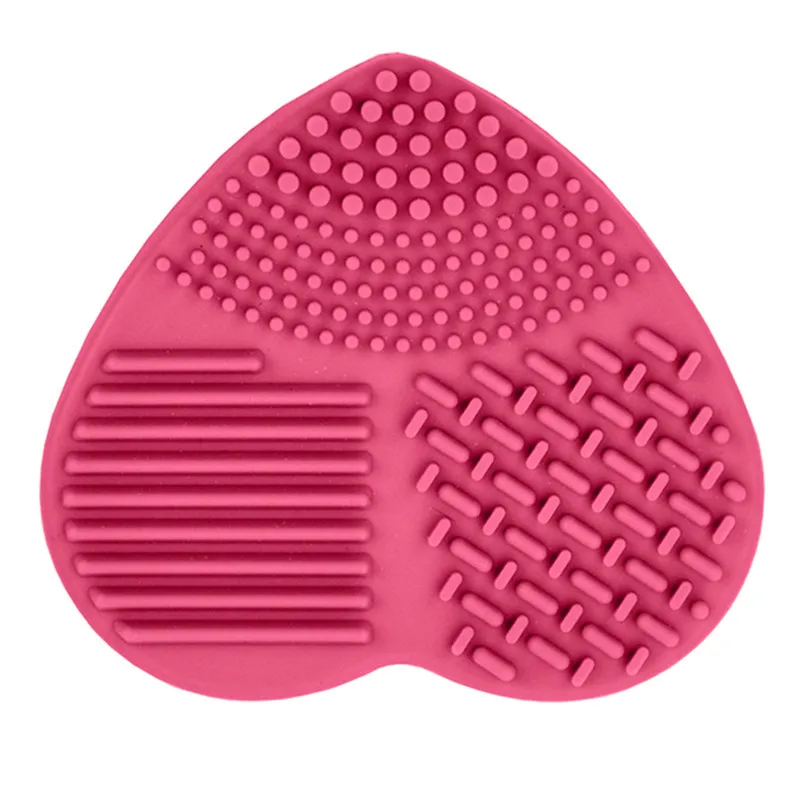 Силиконовая щеточка для очищения макияжа, доска губка для удаления макияжа, чистящая коробка, гель-чистящий коврик для макияжа, инструмент для мытья кистей - Handle Color: Rose red