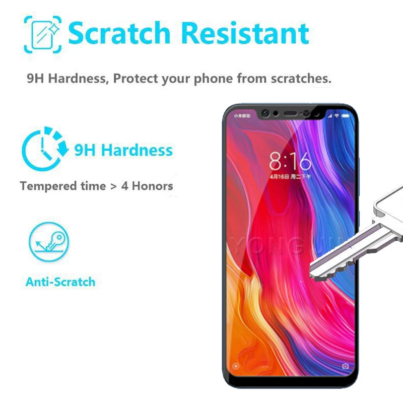 2 упаковки полное покрытие из закаленного стекла для Xiaomi Mi 8 протектор экрана на
