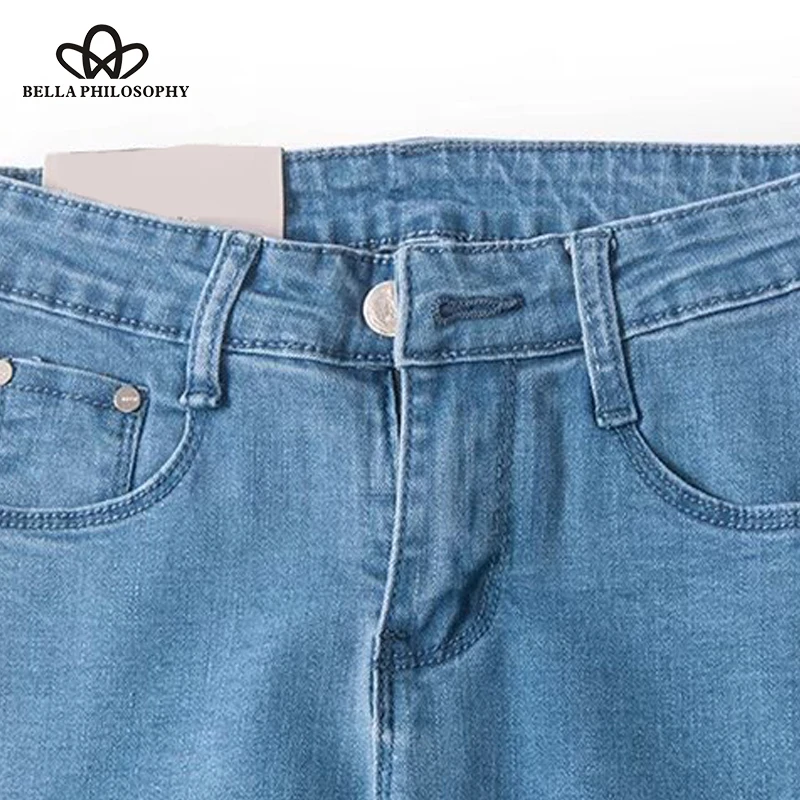 Bella Philosophy 2018 весенние черные классические джинсы женские синие повседневные узкие брюки с отделкой Женские Карманы джинсы с высокой талией