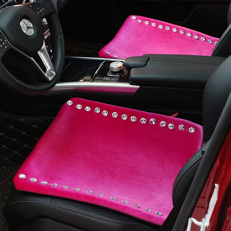 New-Winter-Crystal-Plush-Car-Front-Seat-Cushion-Woman-Universal-Auto-Pads-1pcs-Rose-l1