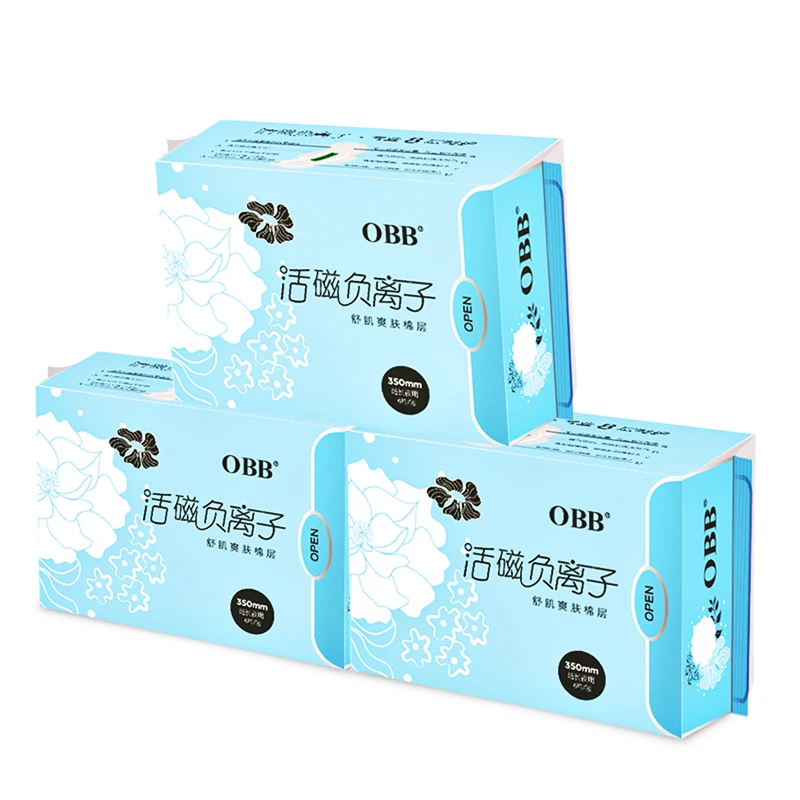 

3 Packs OBB Anion Sanitary Napkins Paper Pads Sanitary Towels 6 Pads/Pack Cotton Disposable Leakproof 350mm Overnight Use Women