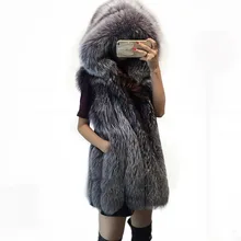 women winter faux fur coat slim fashion sleeveless fox fur hooded vest female outercoat blusa femininos