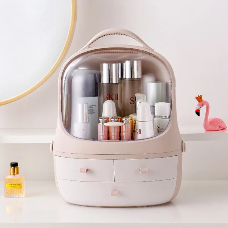 

Portable Waterproof Make Up Cosmetic Box Dust Cover Box Organizer Drawers Plastic Cosmetic Storage Box Jewelry Container Indoor